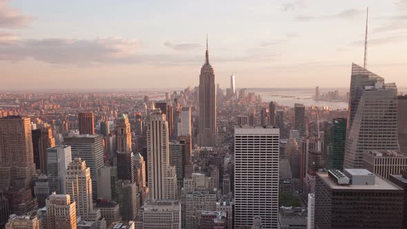 4K Aerial Sunset timelaspe of Manhattan skyline - New York - USA