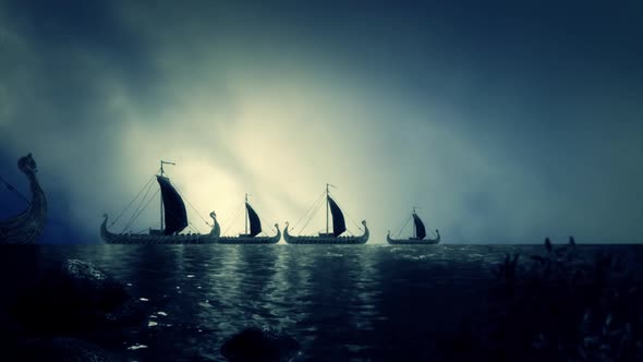 Big Fleet of Viking Ship, Motion Graphics | VideoHive