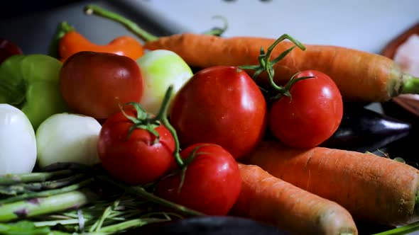 Woman Taking Vegetable in Kitchen