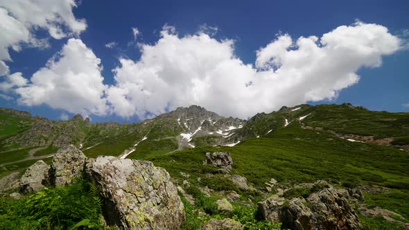 Turkey Artvin Yıldız Gölü. Unmelted Snows. 4K Time Lapse.