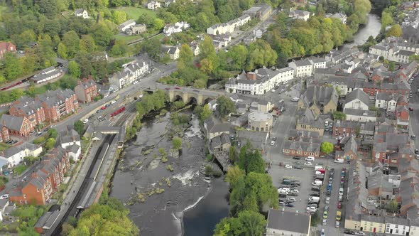 Flight Over Llangollen a Town in North East Wales Aerial View alt