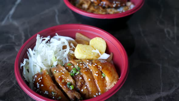 Ready to Eat Food Delivery Roasted Chicken Rice Teriyaki Bowl Tamagoyaki alt