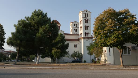 Church St. Marina in Nei Pori Greece by early morning 4K footage