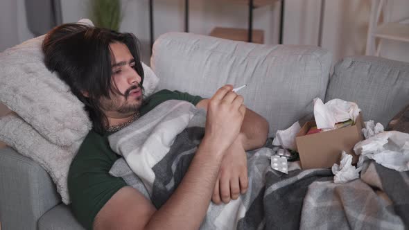 Virus Disease Shocked Man High Temperature Sick alt