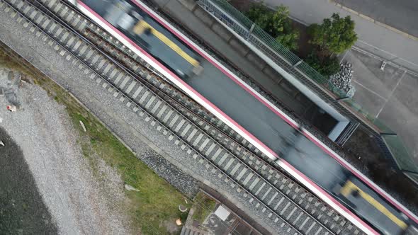 footage of Capolago train station with drone in 4k alt