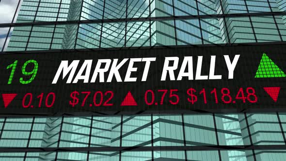 Market Rally Wall Street Stock Ticker Share Prices Increase Rise 3d Animation alt