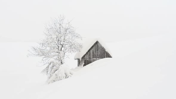 Fantastic Landscape with Snowy House