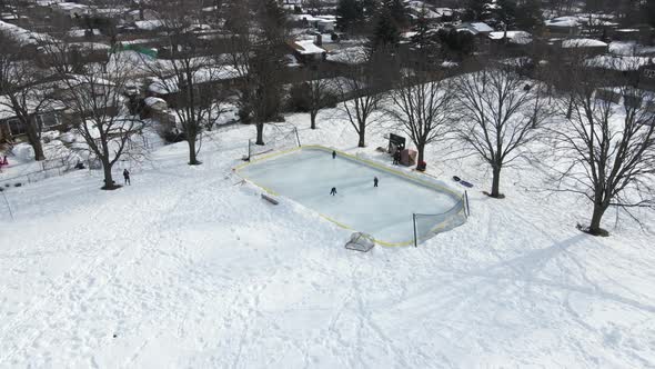 Trio skaters learning ice hockey at Walker's Creek Park Catharines Ontario alt
