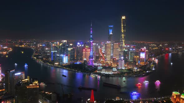 Time lapse of aerial view of Shanghai Downtown, China. alt
