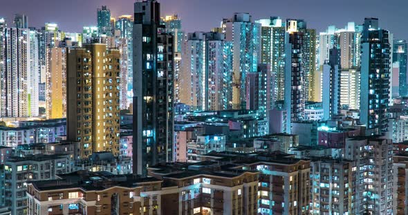  The Exterior of Residential Building Public Housing Apartment Block at Night Crowded City alt