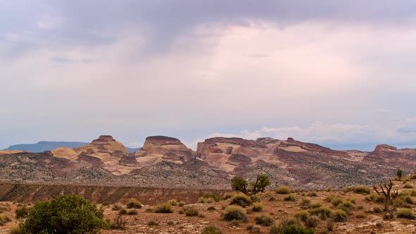 Timelapse of rain moving over the desert landscape in Capitol Reef alt