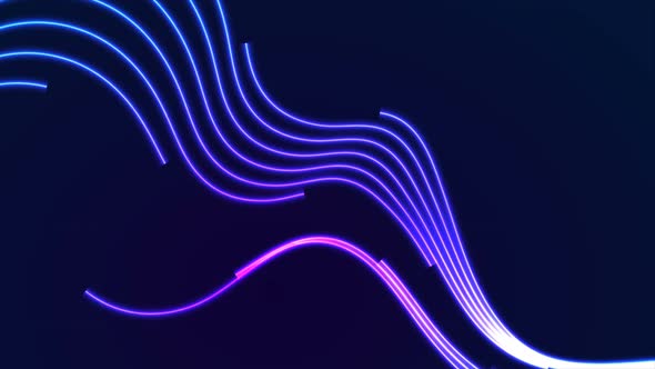 Blue Ultraviolet Neon Curved Wavy Lines