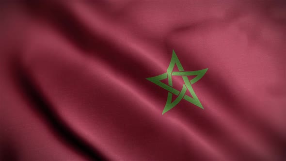 Morocco Flag Closeup Blowing In Wind alt
