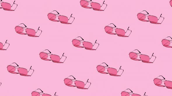 pattern with pink sunglasses on a pastel purple background