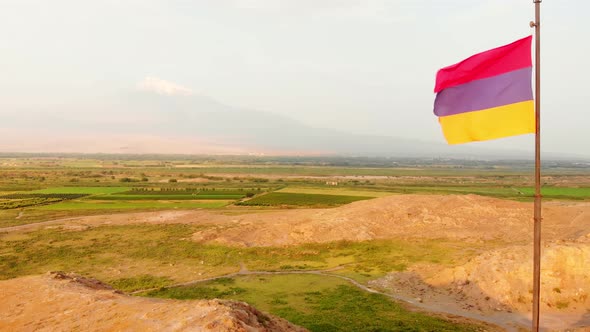 Armenian Flag With Ararat Background alt