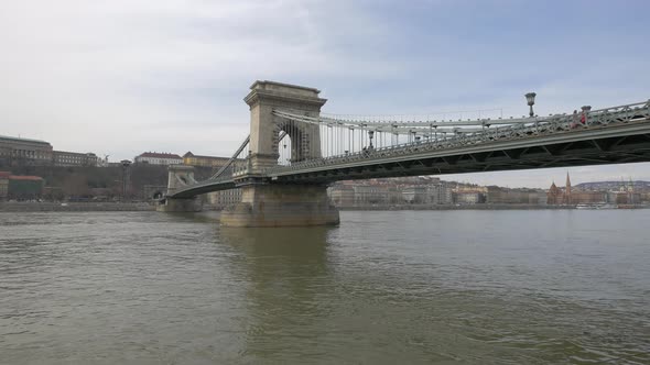 The Danube River flowing under the Chain Bridge