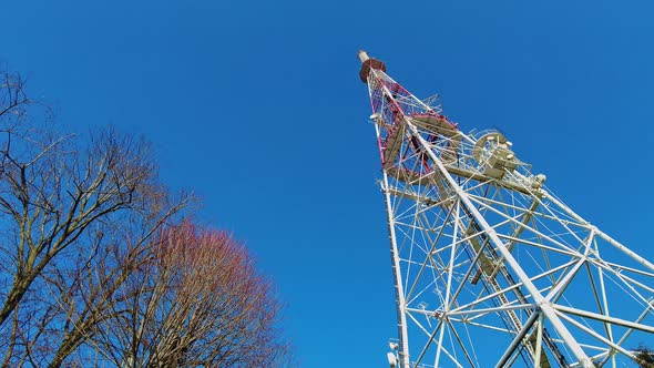 TV Tower. Tower with Antennas for Cellular Phone Communication Lviv, Ukraine