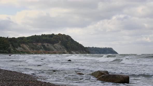 A rocky bay at overcast weather