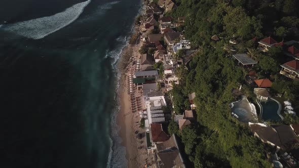 Cinematic Drone Fly Over Bingin Beach in Bali Indonesia  alt