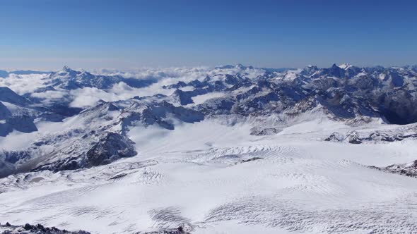 View of the Main Caucasus Range From Elbrus Panorama of the Caucasus Mountains