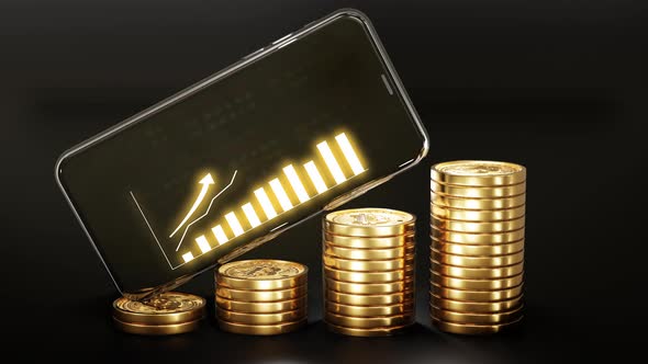 Phone Stock markets uptrend on Bitcoin Crypto currency