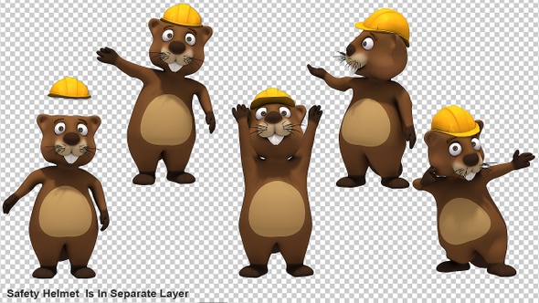 Beaver Showing And Waving Gestures (5-Pack)