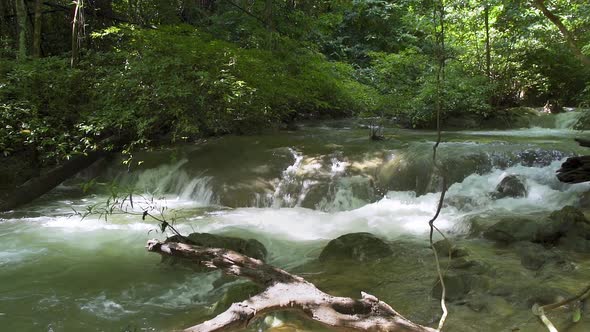 Huai Mae Khamin Waterfall, fifth level, Kanchanaburi, Thailand - Slow Motion