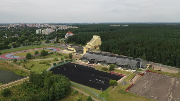 Top View of the Track and Field Sports Complex in Minsk