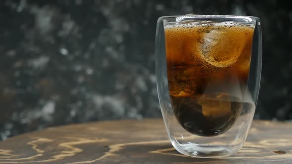 Transparent Glass Glass Filled with Cola and Ice Cubes