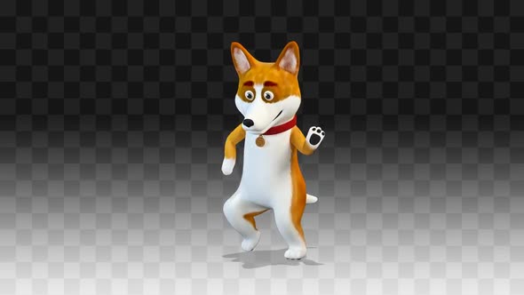 Cartoon Corgi Dog Dancing A Popping Dance alt