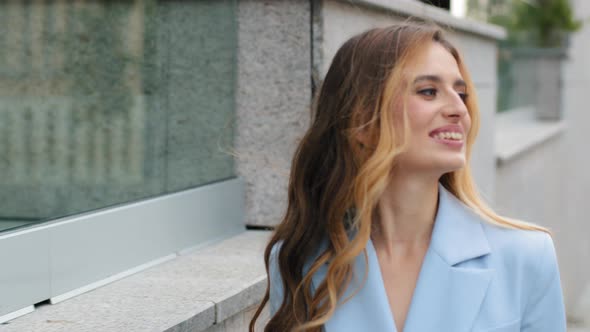 Beautiful Young Attractive Caucasian Millennial Girl Blonde Happy Woman Student Model Smiling alt