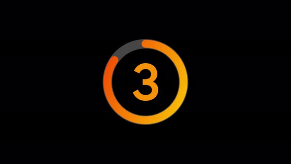 Ten second countdown timer orange color with circle bar on easy-to-use transparent background