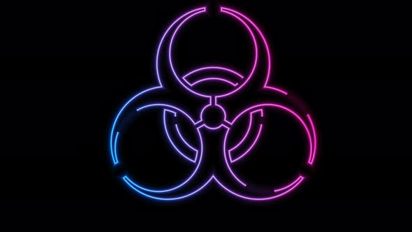 Blue Purple Neon Luminous Biohazard Symbol