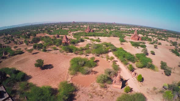 Flying Over Temples in Bagan Myanmar (Burma) alt