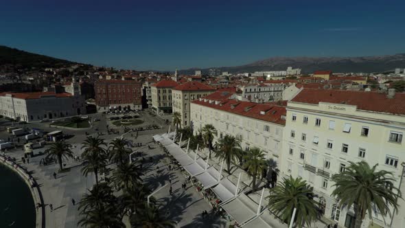 Aerial of Franje Tudmana Square and Riva Promenade alt