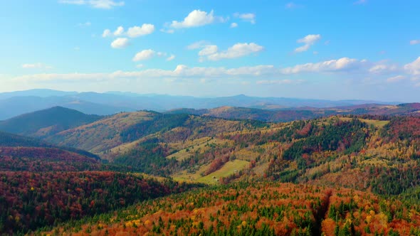 Aerial Drone Video Flying Over Carpathians Mountains, Ukraine, Europe alt