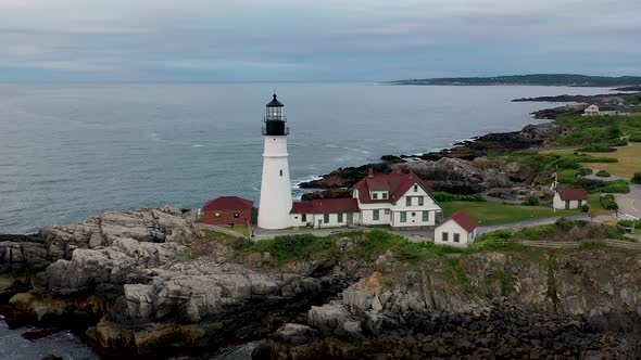 Drone Video of Portland Head Light Lighthouse in Maine