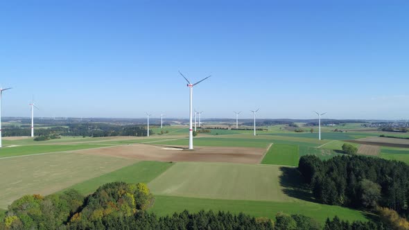 Aerial view of wind turbines, Swabian Alb, Germany alt