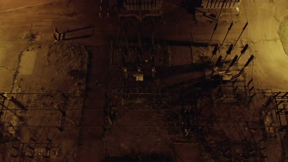 Electric Distribution Station Night Aerial View
