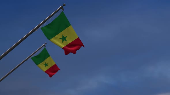 Senegal Flags In The Blue Sky - 2K
