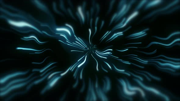 Looped animation. Abstract background with light waves moving fast from the center