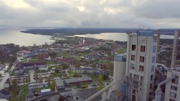 Drone Shot Flying Over Industrial Area