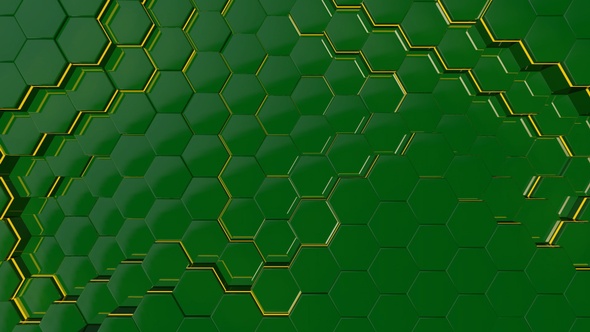 Hi-Tech Green Hexagones Reflection Background