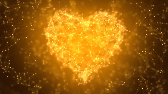 Gold Plexus Valentine's Day Heart 4K