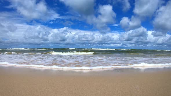 Waves on Beach Slowmotion Shot.