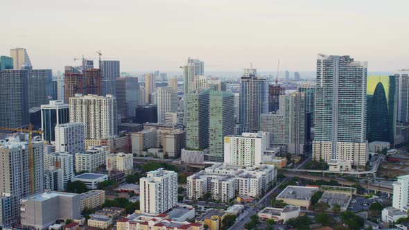 Aerial shot with a skyscrapers in Miami alt