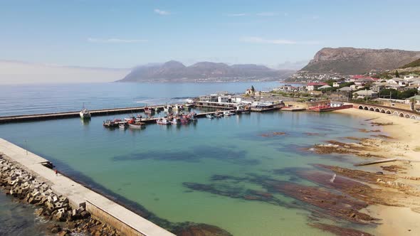 Aerial view of Kalk Bay harbour, Cape Town, South Africa. alt