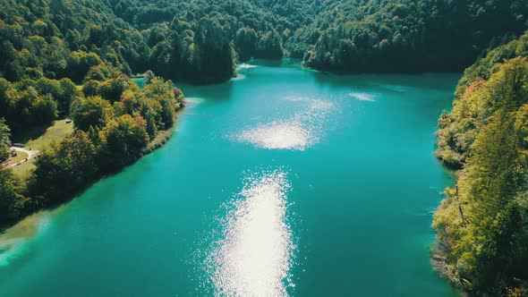 Aerial View of the Plitvice Lakes in the National Park of Croatia Clean Nature alt
