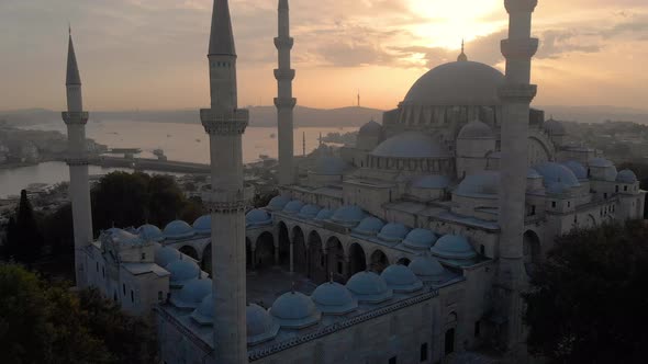 Aerial view of Suleymaniye Mosque in Fatih, Istanbul, Turkey