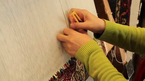 Woman Weaving Handmade Silk Carpet